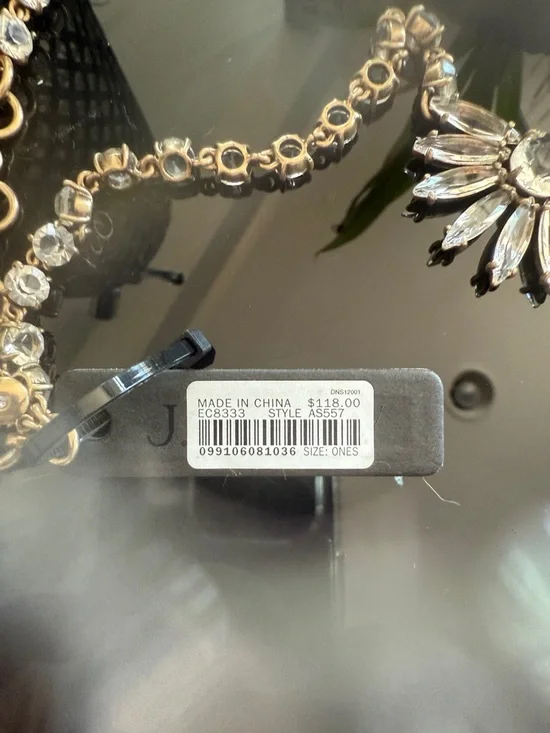 J. Crew Silver Clear Crystal Floral Drop Necklace - Picture 2 of 2